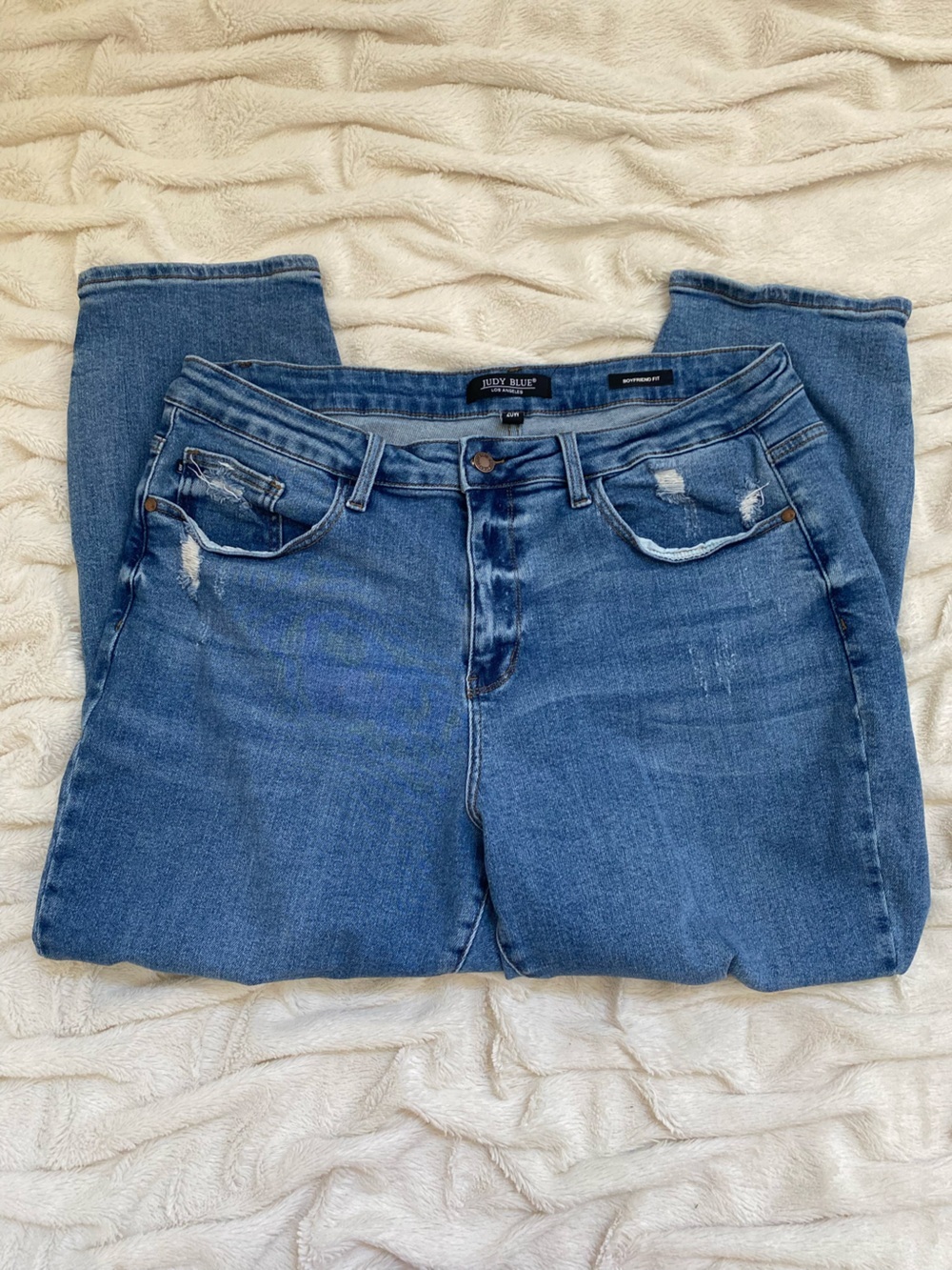 Judy Blue Boyfriend Fit distressed denim jeans medium wash Sz 20W - Picture 3 of 8